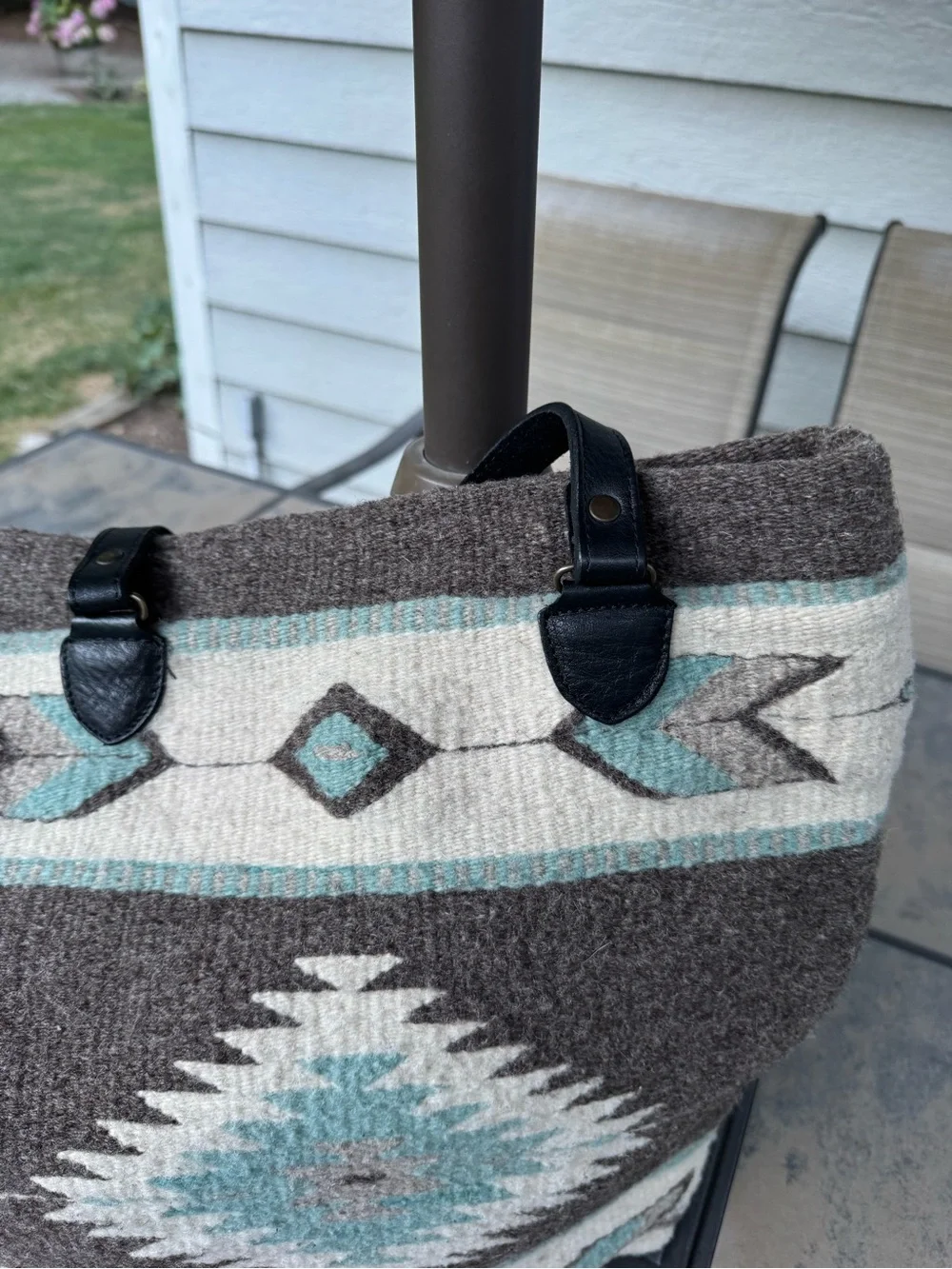 MZ Fairtrade Wool Tote/Shoulder Bag with Leather Handles made in Oaxaca, Mexico